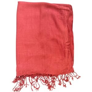 Pashmina Scarf Shawl Burgundy Viscose Fringed 26x68 Modest Travel Feminine Light